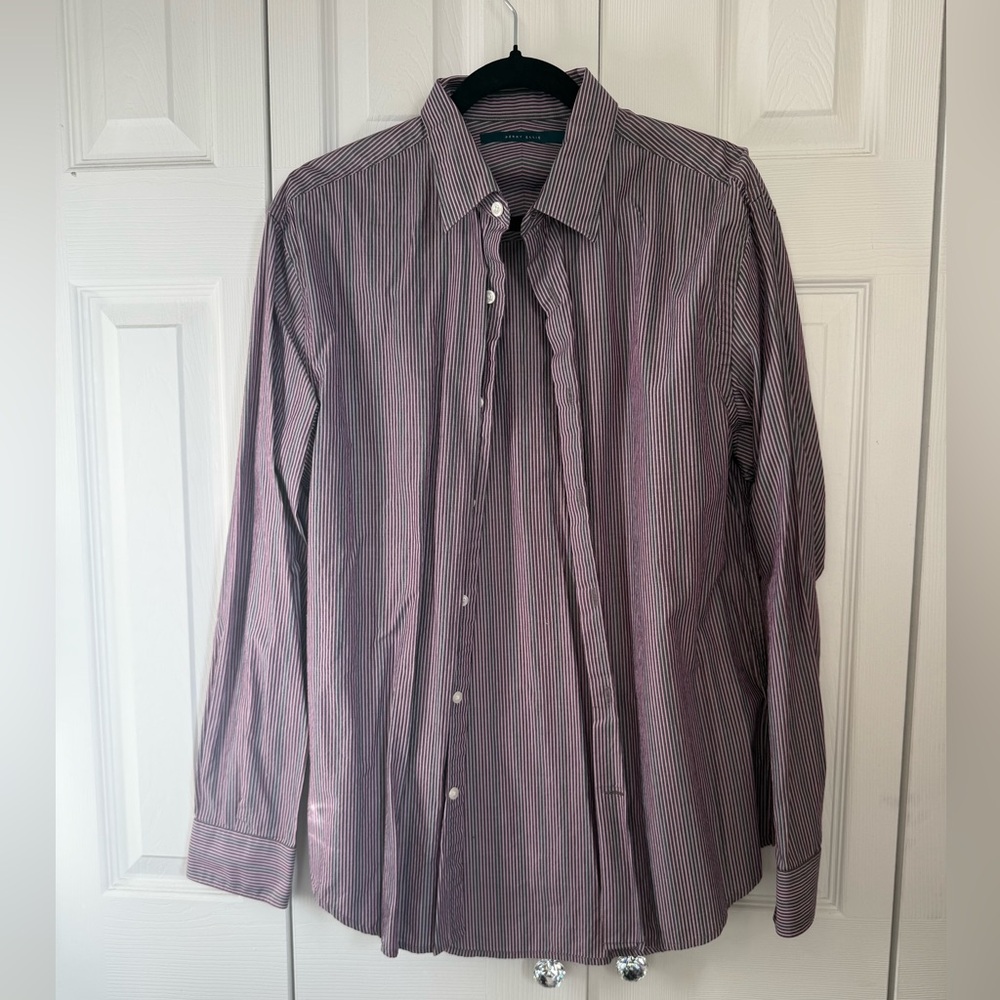 Perry Ellis Men's Purple Striped Button-Down Shirt